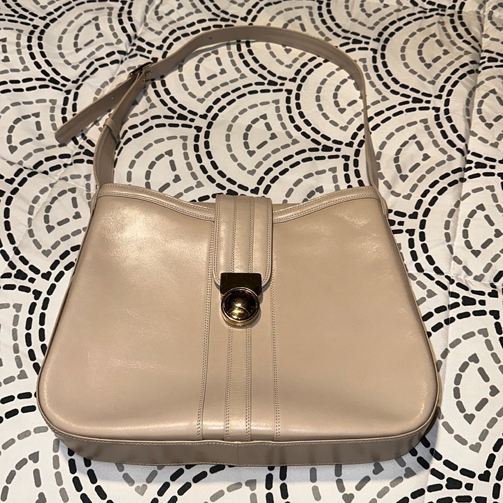 ANGELO LITRICO Khaki Tan Genuine Leather Shoulder Bag Pristine Vintage